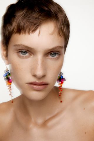 Zara + Multicolored Glass Bead Earrings