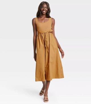 Who What Wear x Target + Sleeveless Knit Woven Dress