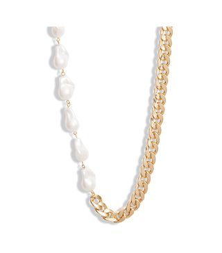 BP. + Duo Faux Pearl & Curb Link Necklace