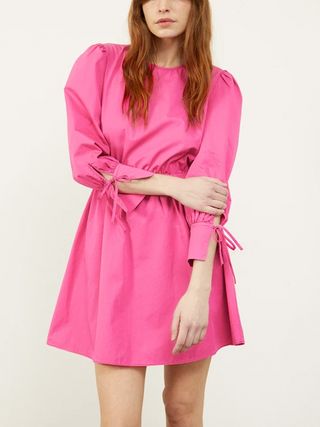 Aligne + Carly Open Tie Back Dress in Cosmo Pink