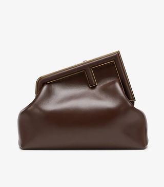 Fendi + Dark Brown Leather Bag Fendi First Medium