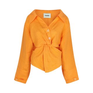 Nanushka + Rasha Orange Twist-Effect Linen Shirt