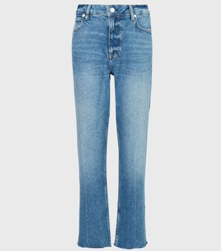 AllSaints + Barely Cropped High-Rise Bootcut Jeans, Mid Indigo