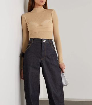 Dion Lee + Layered Mesh and Stretch-Knit Top