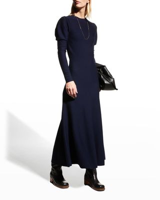 Gabriela Hearst + Hannah Puff-Sleeve Wool-Cashmere Maxi Dress