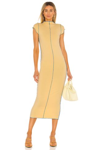 The Line by K + Scout Merrow Dress in Faded Yellow & Turquoise