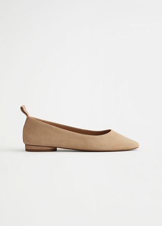 & Other Stories + Almond Toe Suede Ballerina Flats