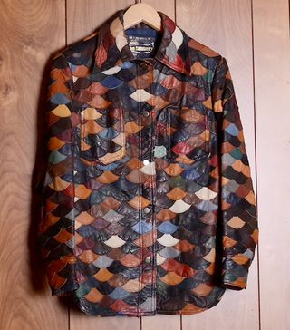 Vintage + Fishscale Patchwork 70s Leather Jacket