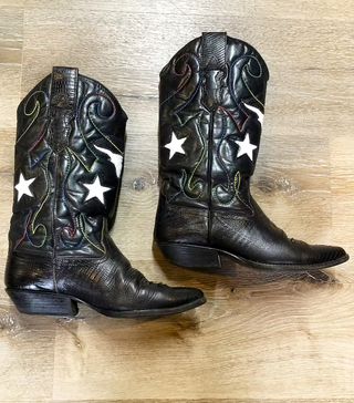 Vintage + Nine West Black Star Cowboy Boots