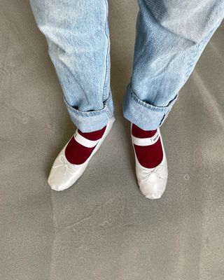 jeans styled with ballet flats