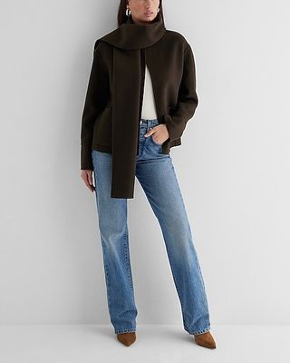 Express + Wool-Blend Scarf Collar Coat