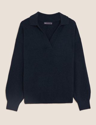 Marks and Spencer + Collared Relaxed Jumper With Wool