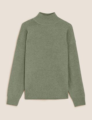 Marks and Spencer + Textured Funnel Neck Relaxed Jumper