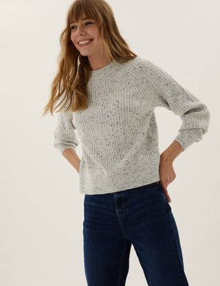 Marks and Spencer + Textured Ribbed Relaxed Jumper