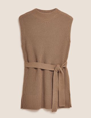 Marks and Spencer + Funnel Neck Knitted Vest with Cashmere