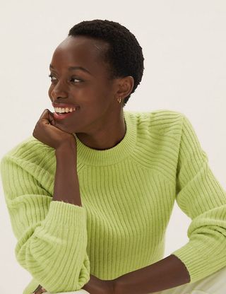 Marks and Spencer + Ribbed Crew Neck Relaxed Jumper
