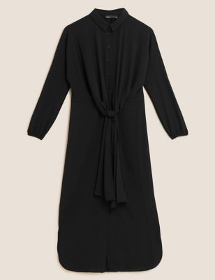Marks and Spencer + Tie Front Midi Shirt Dress