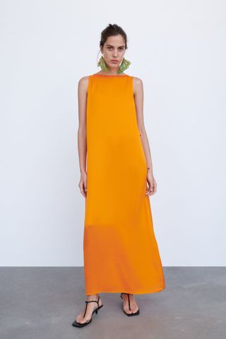 Zara + Flowing Dress With Earrings