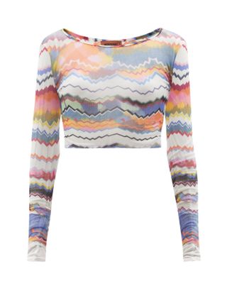 Missoni Mare + Zigzag-Print Cropped Mesh-Jersey Top