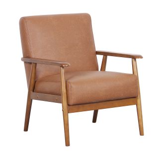 Pulaski + Wood Frame Faux Leather Accent Chair
