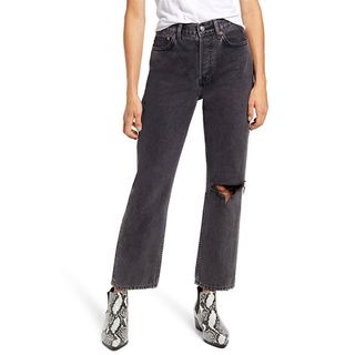 Topshop + Chicago Ripped Knee High Waist Dad Jeans