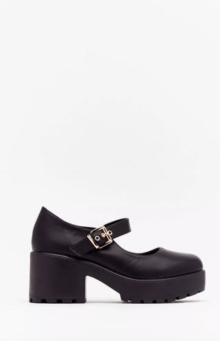 Nasty Gal + Faux Leather Block Heel Mary Janes