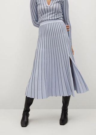 Mango + Stripes Pleated Skirt