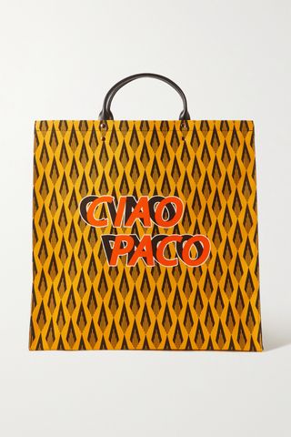 Paco Rabanne + Printed Cotton-Canvas and Leather Tote