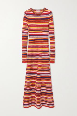 Chloé + Striped Recycled Cashmere-Blend Maxi Dress