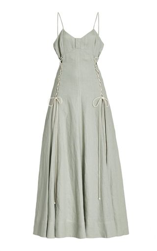 Alémais + Ivy Lace-Up Linen Maxi Dress