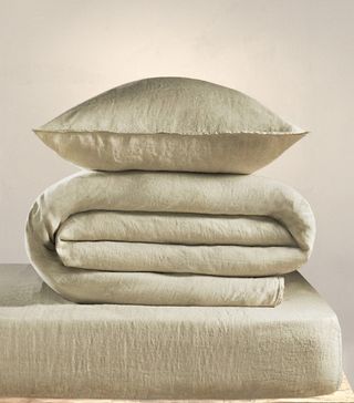 Zara Home + Washed Linen Bed Sheet Set
