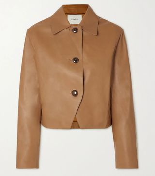 Vince + Cropped Leather Jacket