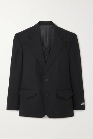 Commission + Roadhouse Oversized Layered Wool-Gabardine Blazer