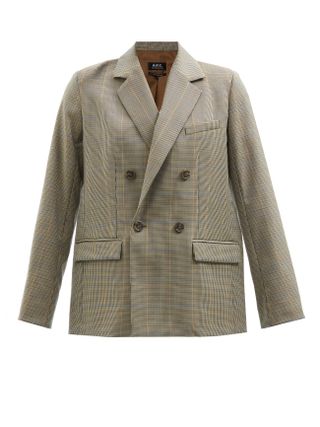A.P.C. + Prune Double-Breasted Houndstooth Wool Blazer