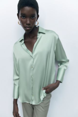 Zara + Flowing Satin Shirt