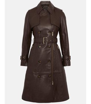 Karen Millen + Leather Zip Detail Trench Coat
