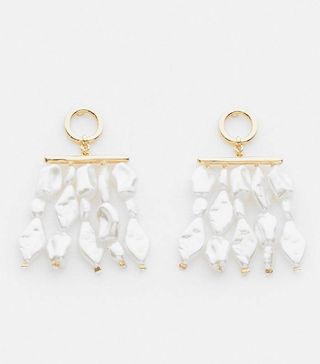 Karen Millen + Gold Plated Pearl Tassel Earrings