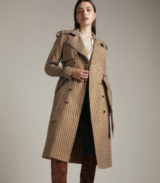 Karen Millen + Geo Stretch Sparkle Jacquard Trench Coat