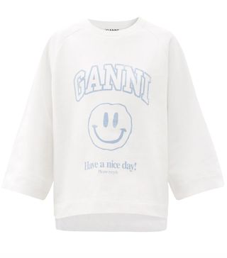 Ganni + Smiley Face Recycled Cotton-Blend Sweatshirt