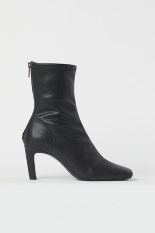 H&M + Square-Toe Heeled Boots