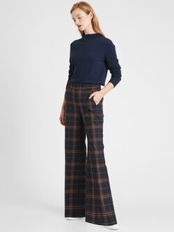 Banana Republic + High-Rise Slim-Leg Tartan Trousers