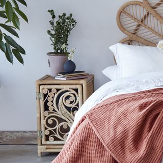The Rattan Company + Peacock Natural Rattan Bedside Cabinets Set of 2 (Left and Right)