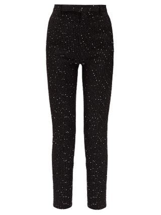 Saint Laurent + High-Rise Sequinned Bouclé Slim-leg Trousers