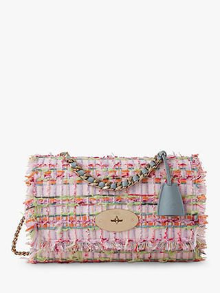 Mulberry + Lily Medium Tweed & Silky Calf Leather Shoulder Bag, Cloud