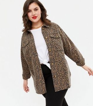 New Look + Curves Brown Leopard Print Shacket