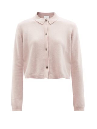 Allude + Polo-Collar Wool-Blend Cardigan