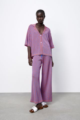 Zara + Jacquard Knit Culottes