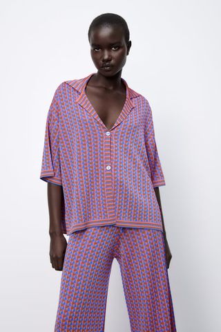 Zara + Jacquard Knit Shirt