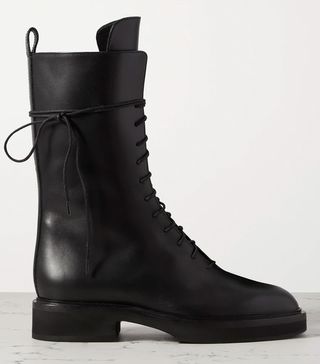 Khaite + Conley Lace-Up Leather Ankle Boots