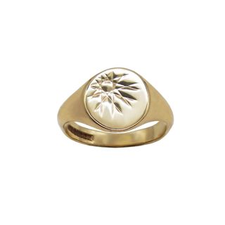 Pawnshop + Vintage 9k Gold 70s Sunburst Signet Ring